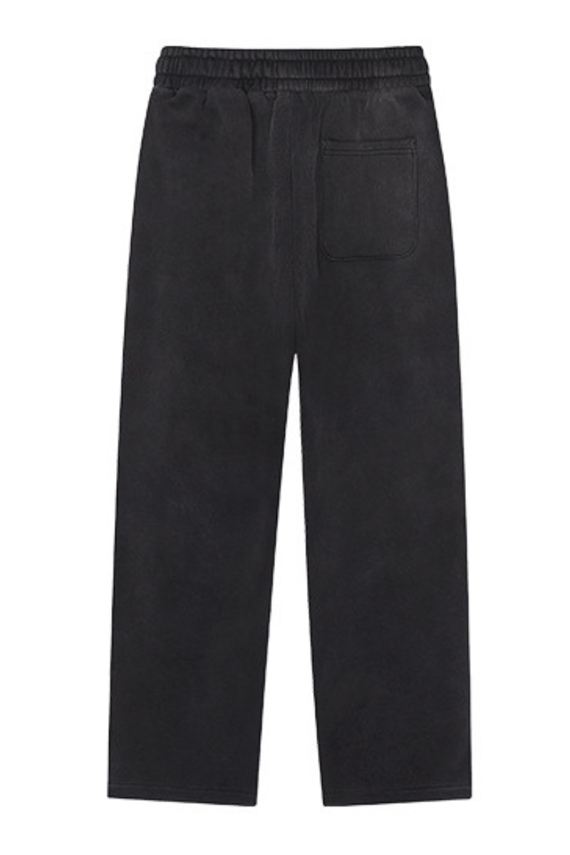 Color-contrast woven strap casual pants