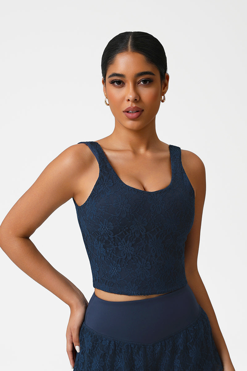 Women Lace Sleeveless Dance Fitness Vest