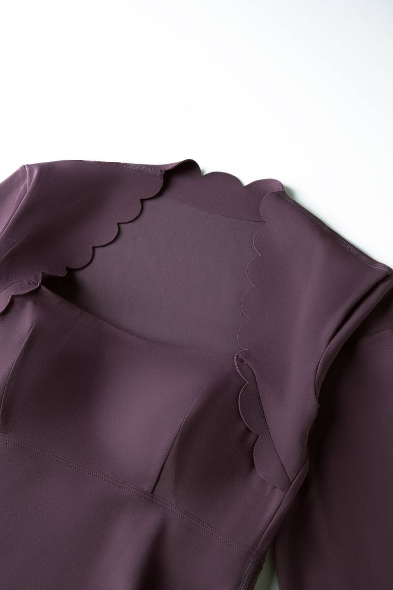 Women's Long Sleeve Wave-Detail Yoga Dress