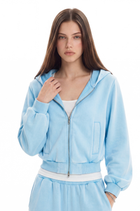 Women's Fall Vintage Washed Distressed Cropped Zip Up Jacket