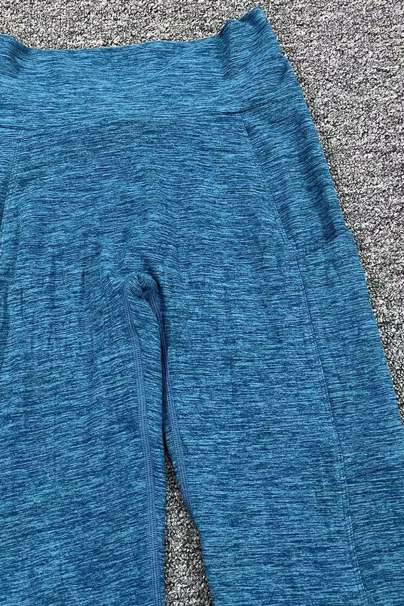 Women Pleated Skinny Hip V Waist Side Pockets No Embarrassment Line Fitness Exercise Yoga Pants
