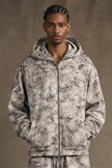 Men's Winter Camo Zip Up Fleece-Lined Hooded Jacket