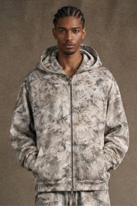 Men's Winter Camo Zip Up Fleece-Lined Hooded Jacket
