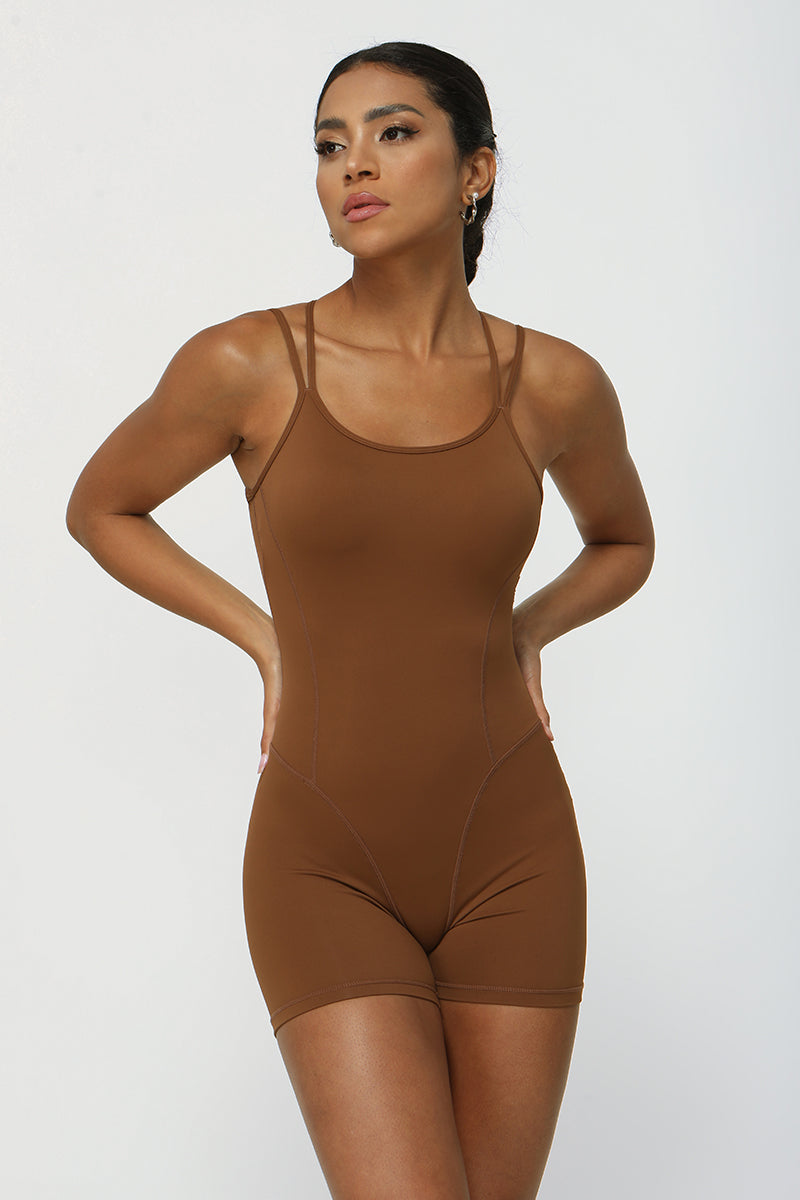 Women Criss Cross Back Sport Jumpsuit