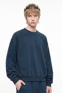Men's Fall Heavyweight Fleece Cropped Crew Neck Sweatshirt