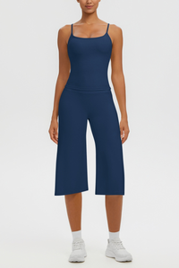 Women's Tank Top & Wide Leg Yoga Cropped Pants Set