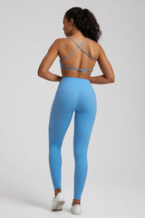 Cross Back Spaghetti Strap Bra + Leggings 2-Piece Set