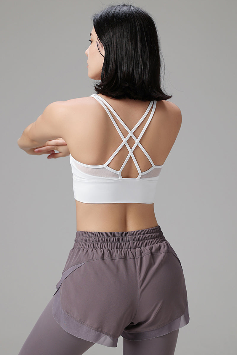 Women Mesh Cross Back Sport Bra