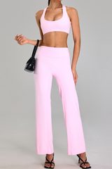 Women's Two-Piece Set:U-Neck Bra And Flare Pants