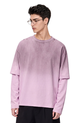 Men's 100% cotton Vintage Wash Gradient Relaxed Pullover