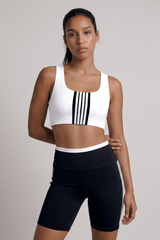 Women's Striped Sports Bra & Bike Shorts 2Pcs Workout Set