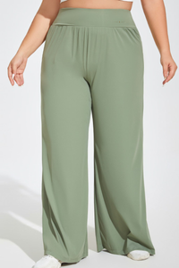 Plus Size Women's High Waisted Wide Leg Pants