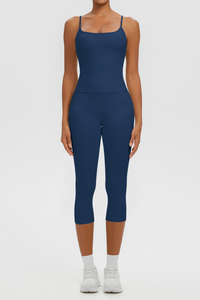Women's Athletic Tank Top & High Waist Capri Leggings Set