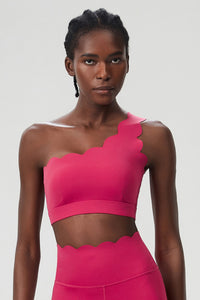 Women Scalloped Single Strap Seamless Plus Size Sports Bra - Removable Padding & Wire-Free