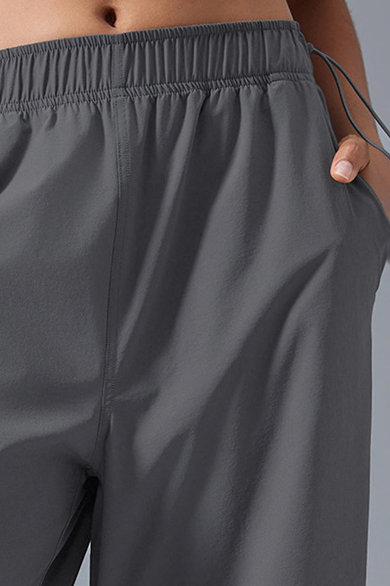 Women Loose Straight Leg Casual Drawstring Jogger Workout Parachute Pants