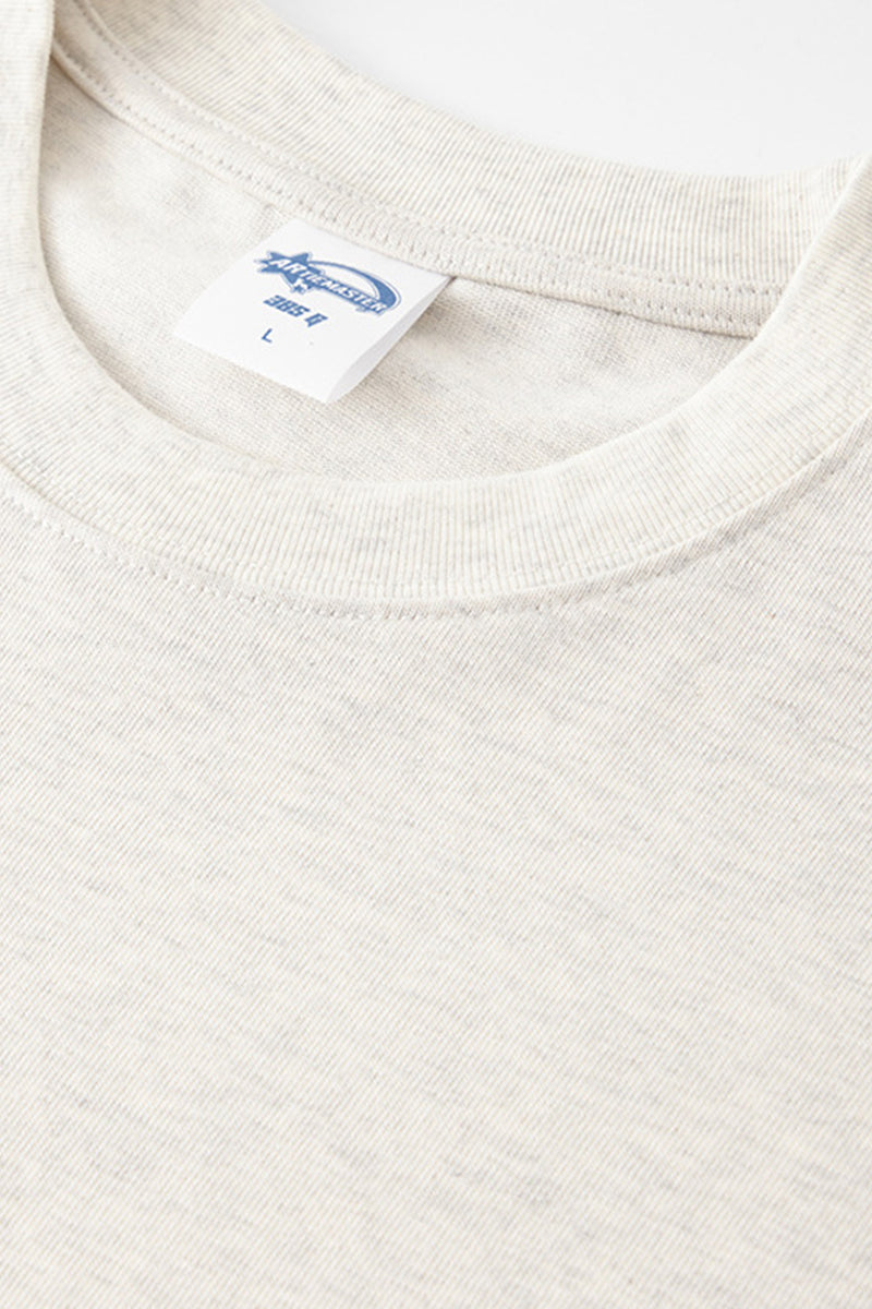 Unisex Heavyweight Oversize Long Sleeve Tee: Retro Textured Fabric Round Neck Design