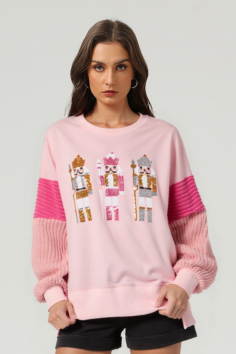 Women's Embroidered Color-Block Pullover Sweatshirt