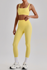 Women's Wide Strap U-neck Bra & High Waist Yoga Leggings Set