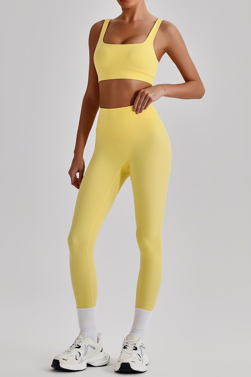 Women's Wide Strap U-neck Bra & High Waist Yoga Leggings Set
