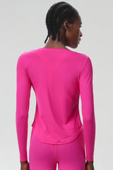 Women Plus-Size Smooth Quick-Dry Sun Protection Loose Fit Training Long Sleeve Top