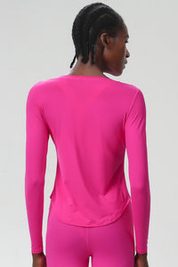 Women Plus-Size Smooth Quick-Dry Sun Protection Loose Fit Training Long Sleeve Top