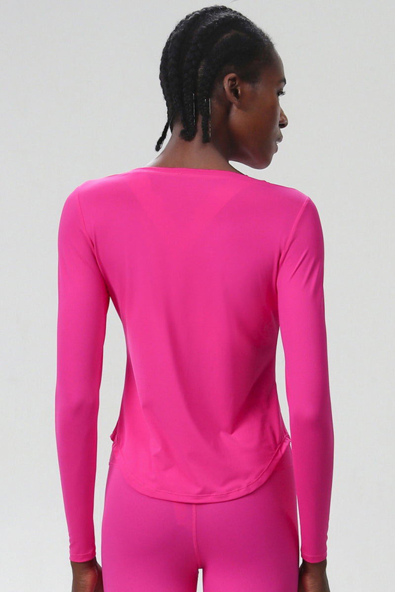 Women Plus-Size Smooth Quick-Dry Sun Protection Loose Fit Training Long Sleeve Top