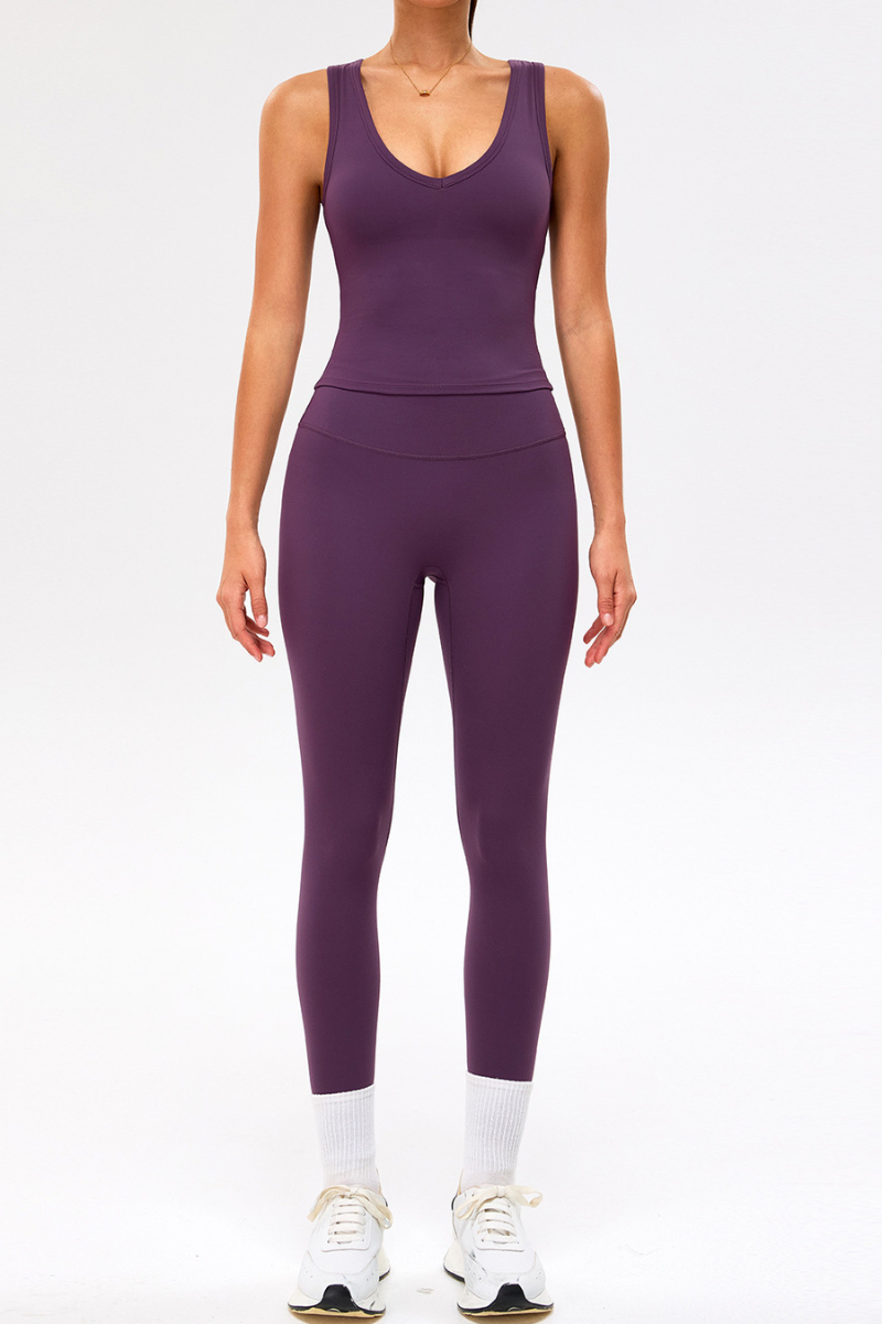 Women's Sport Sets:Wide Shoulder Straps Tank Top & Leggings