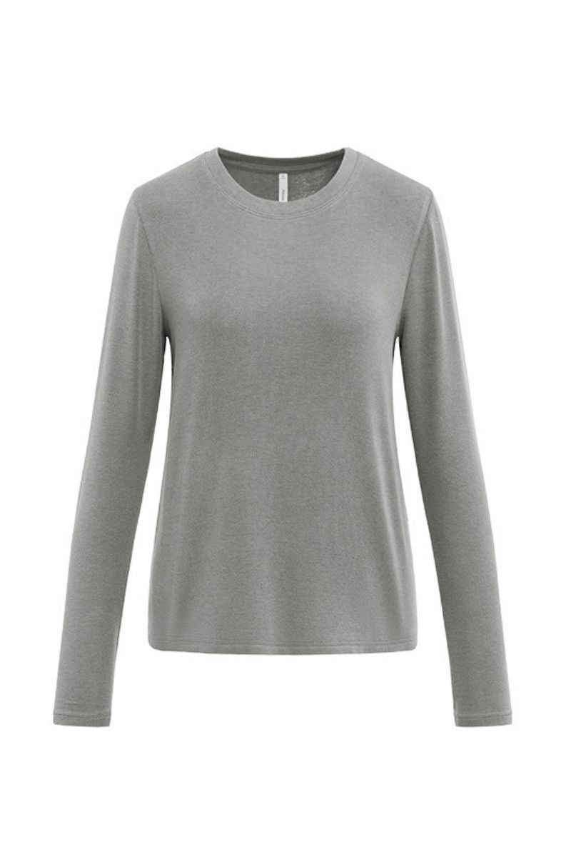 Women Tencel? Wool Relaxed Fit Long Sleeve Basic T-Shirt