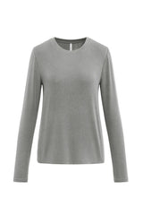 Women Tencel? Wool Relaxed Fit Long Sleeve Basic T-Shirt