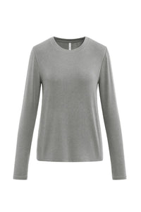 Women Tencel? Wool Relaxed Fit Long Sleeve Basic T-Shirt