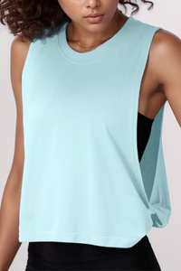 Women's Lightweight Crew Neck High Side Slit Loose Tank Top