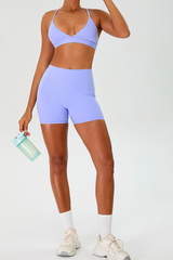 Women's Set:Cross Back Triangle Cup Bra & High-waist Shorts