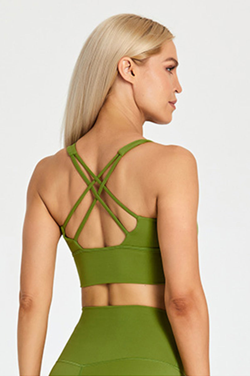Detachable Chest Pad Cross-Back Sports Bra