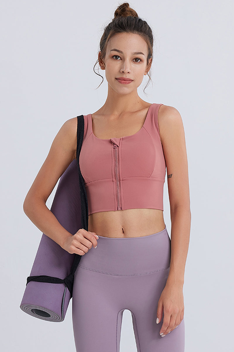 Women'S Front Zipper Sports Bra