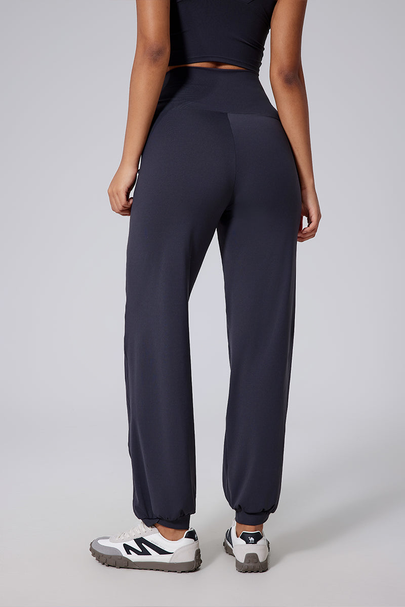 Women High-Waist Wide-Leg Butt-Lifting Cuffed Naked-Feel Yoga Running Workout Pants