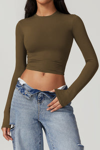 Women'S Sport Crop Top Long Sleeves