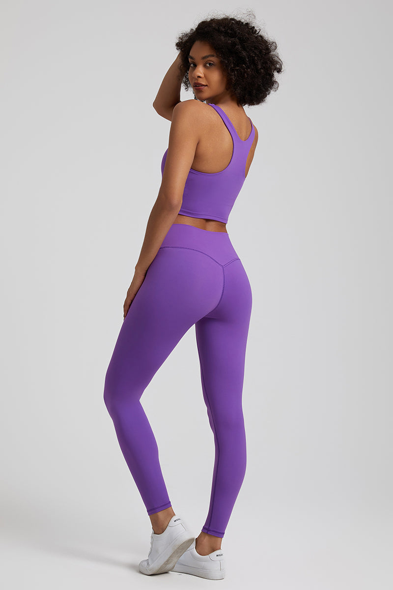 Bare Shoulder Blade Bra + Sports Leggings 2-Piece Set