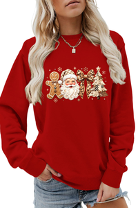Women's Fall Christmas Santa Bow Printed Multicolor Pullover