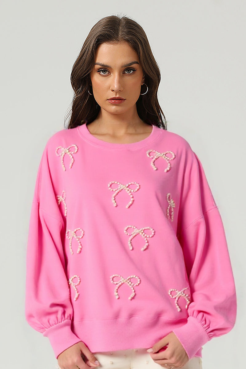 Women's Pearl Bow Pullover Sweatshirt