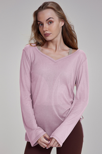 Women's Spring Side Drawstring Loose Yoga Long Sleeve Top
