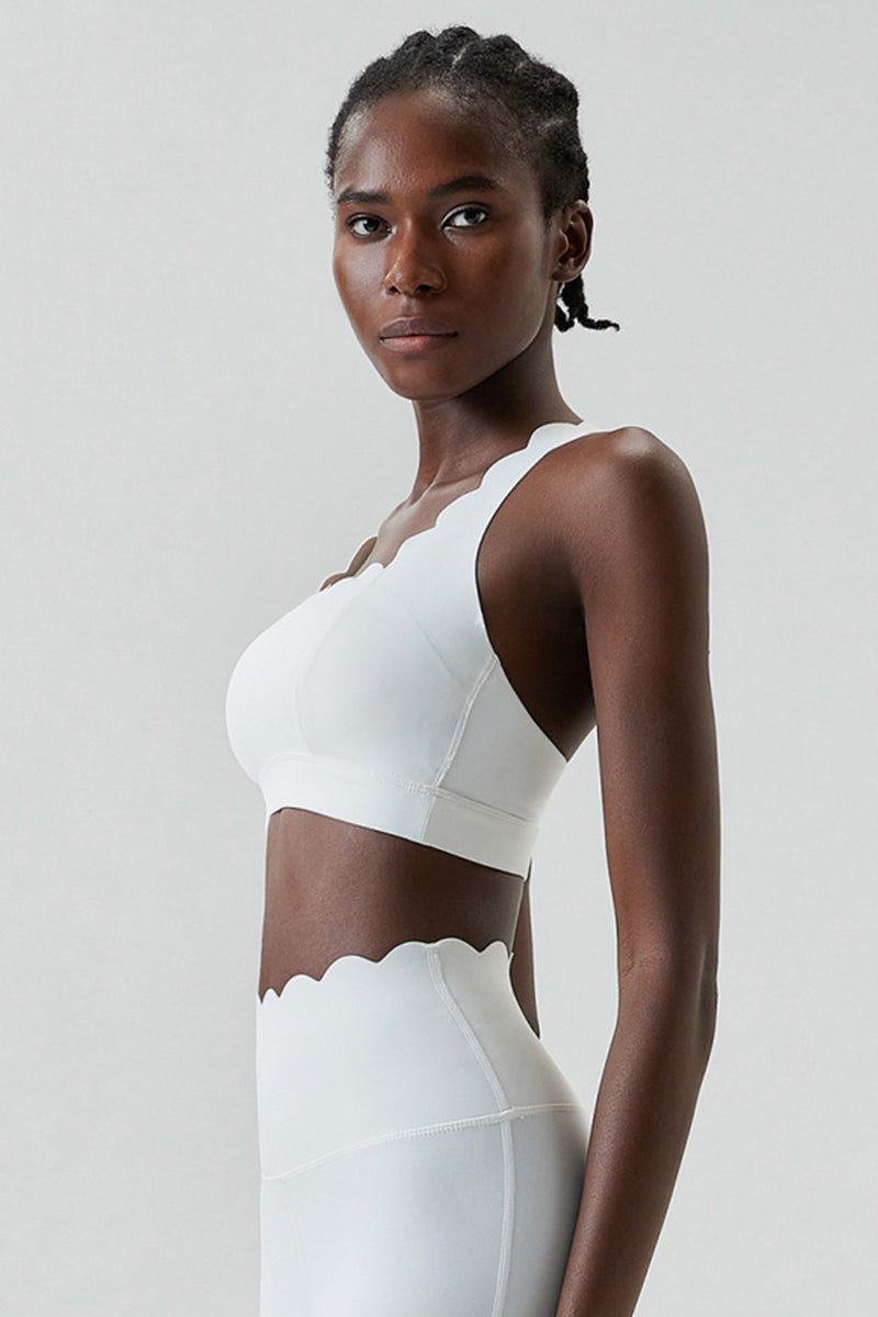 Women Wave-Edge Double-Strap High-Impact Quick-Dry Sports Bra