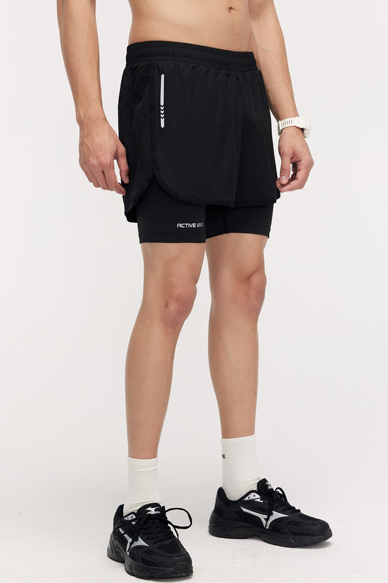 Men'S Fake Two Piece Sport Shorts