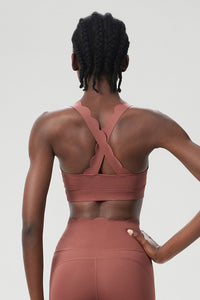 Women Wave-Edge Double-Strap High-Impact Quick-Dry Sports Bra