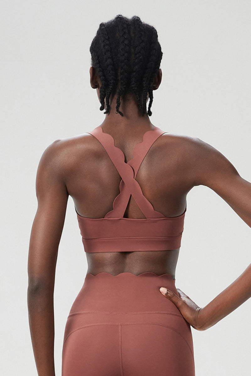 Women Wave-Edge Double-Strap High-Impact Quick-Dry Sports Bra
