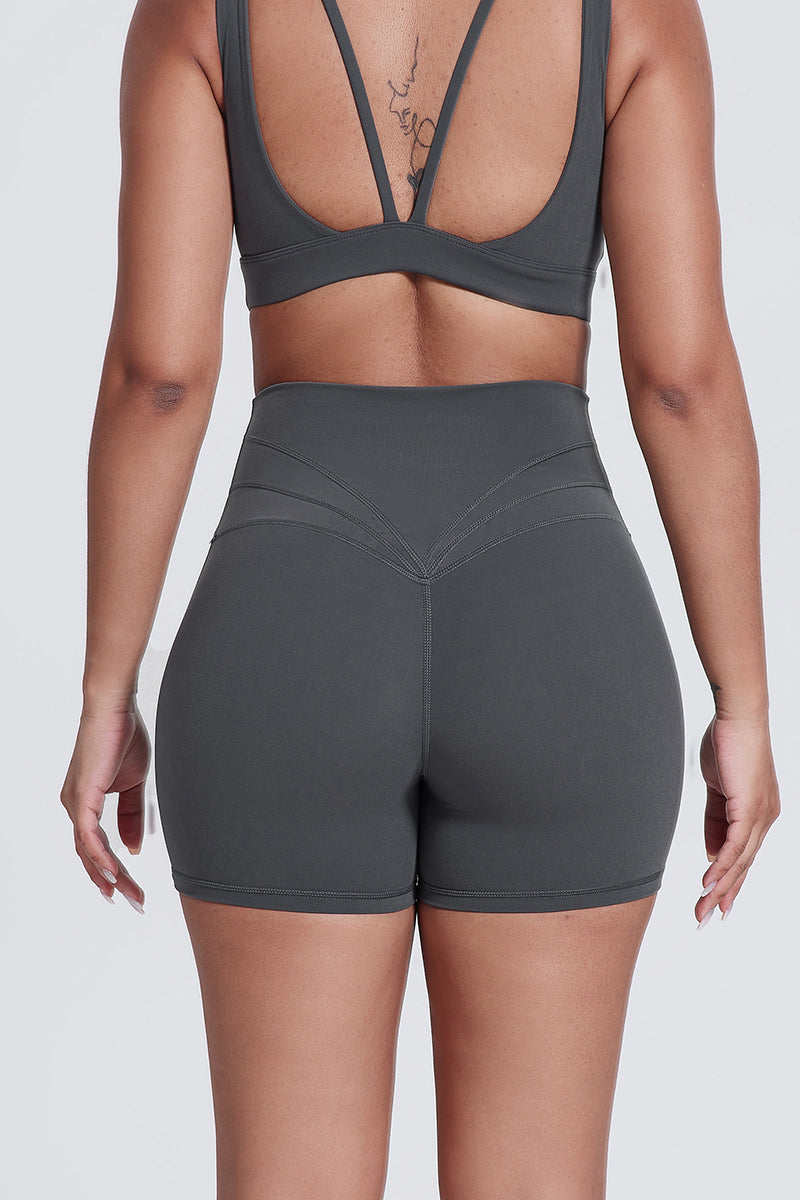 Women'S Fitness Yoga Lines Hip Tight Shorts