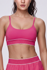 Women's Color Block Ribbed Thin Strap Sports Bra