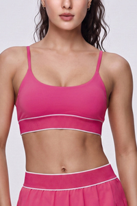Women's Color Block Ribbed Thin Strap Sports Bra