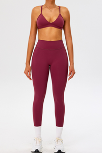 Women's Athletic Set:Triangle Cup Bra And High Waist Leggings
