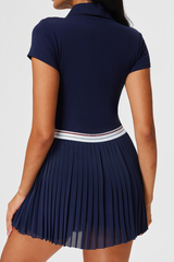 Women's Polo Top Pleated Skirt Tennis Two-Piece Set