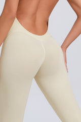Women Short Sleeve Backless Tight One-Piece Quick Dry Hip Lifting Sports Fitness Yoga Bodysuit